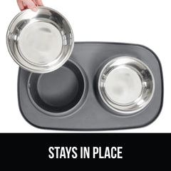 GORILLA GRIP bowls in mat prevent wobble and floor mess during meals