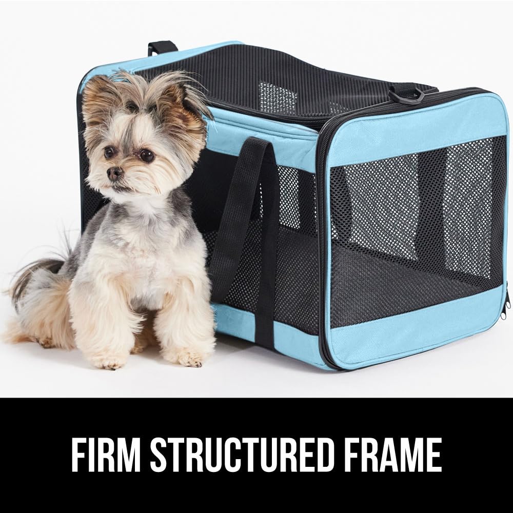 GORILLA GRIP cat carrier airline-friendly size blue compatible with many cabins.