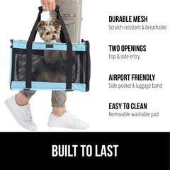 GORILLA GRIP cat carrier side entry blue for quick side loading.
