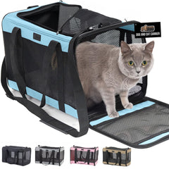 GORILLA GRIP cat carrier top entry blue for easy travel access.