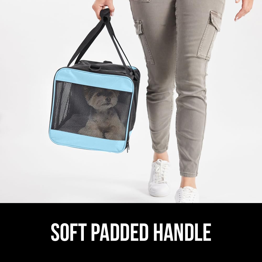 GORILLA GRIP cat carrier washable fleece pad blue easy cleanup.