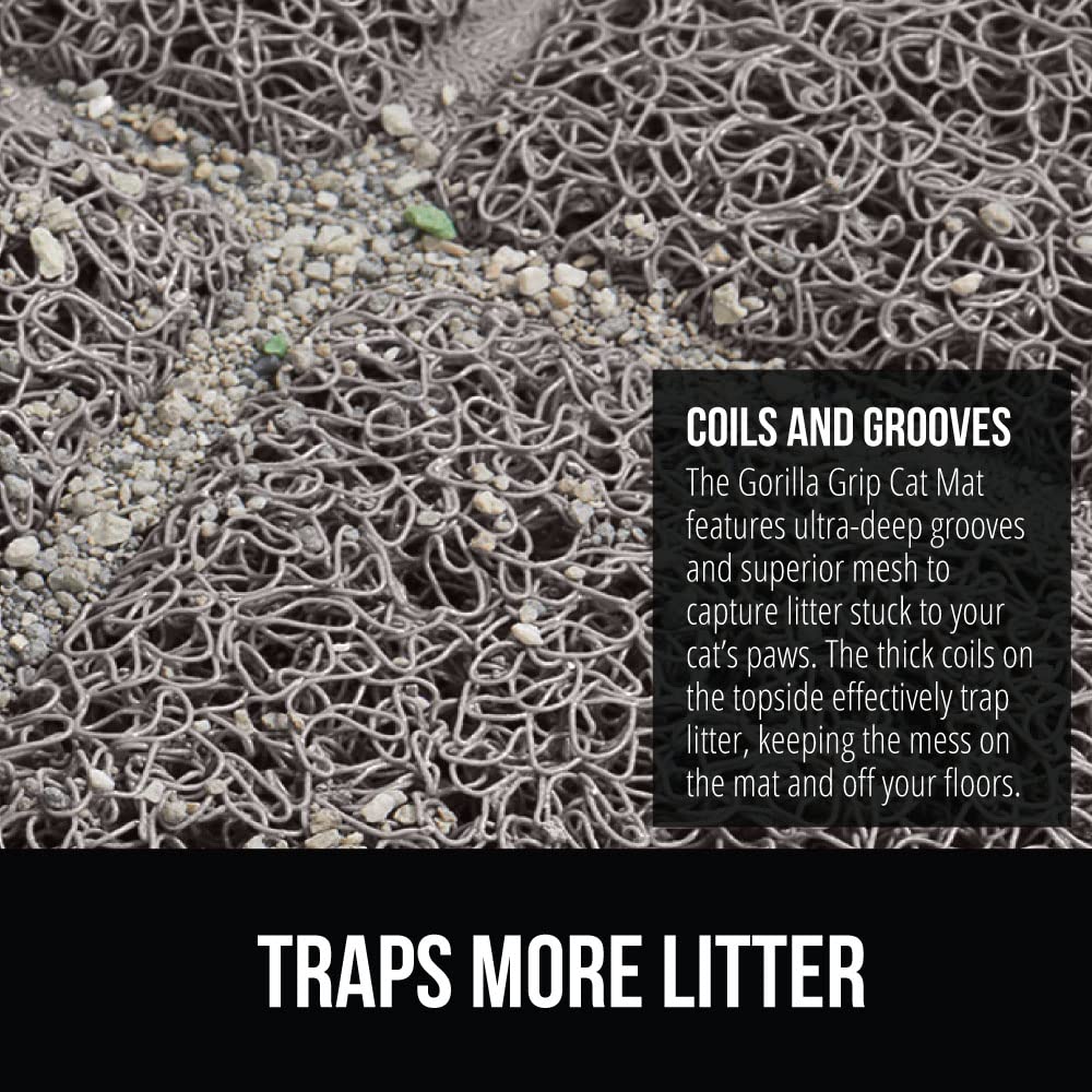 GORILLA GRIP deep grooves closeup demonstrates effective litter collection as cats exit