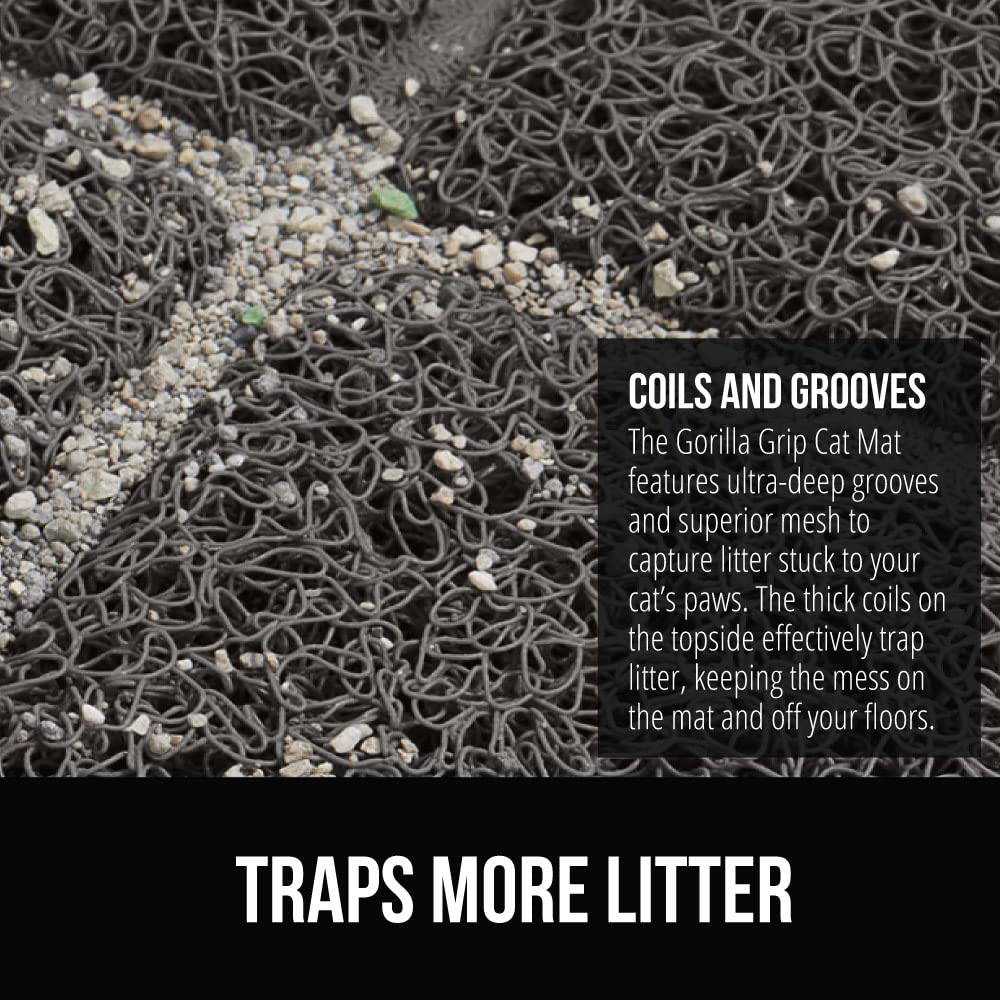 Gorilla Grip cat litter mat deep grooves trap stray litter and keep rooms cleaner.