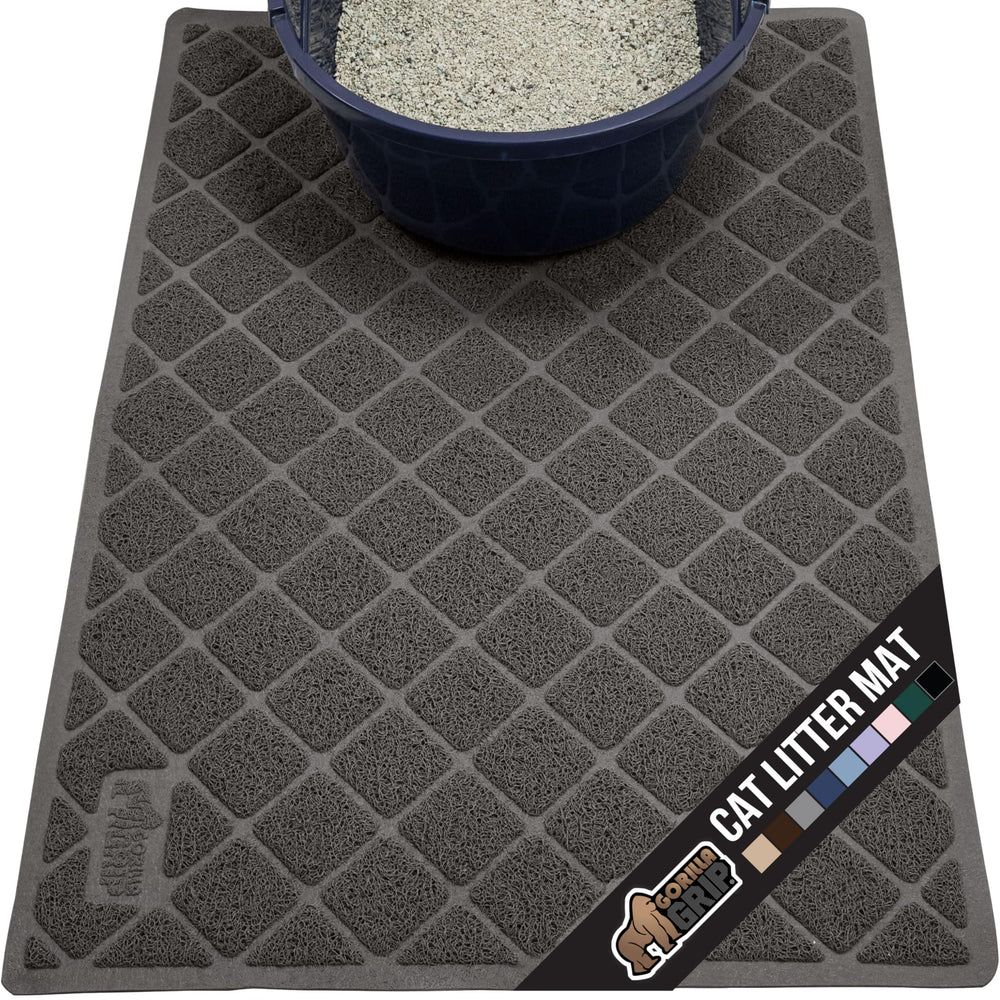 Gorilla Grip cat litter box mat original trapper captures litter, protecting floors.