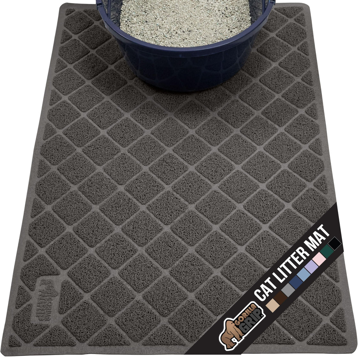 Gorilla Grip cat litter box mat original trapper captures litter, protecting floors.