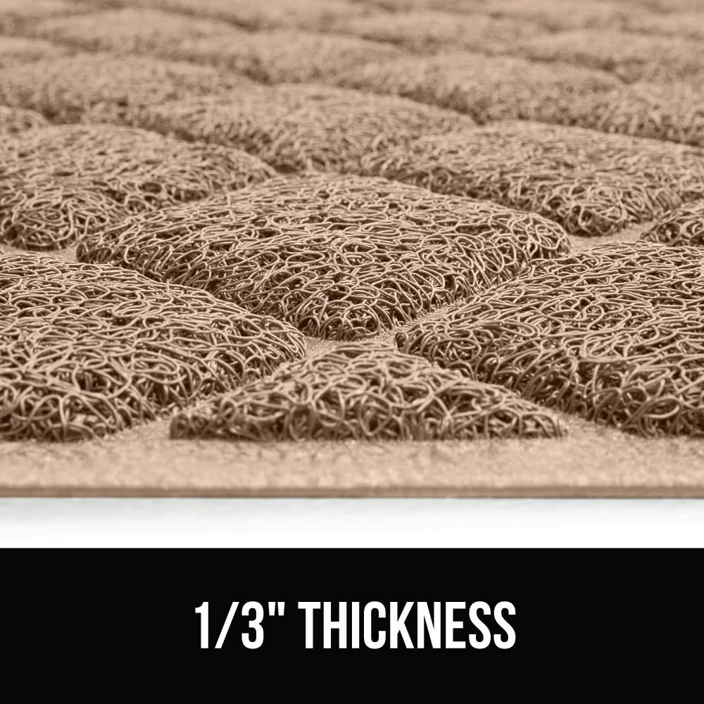 GORILLA GRIP beige cat litter mat complements decor while catching mess.