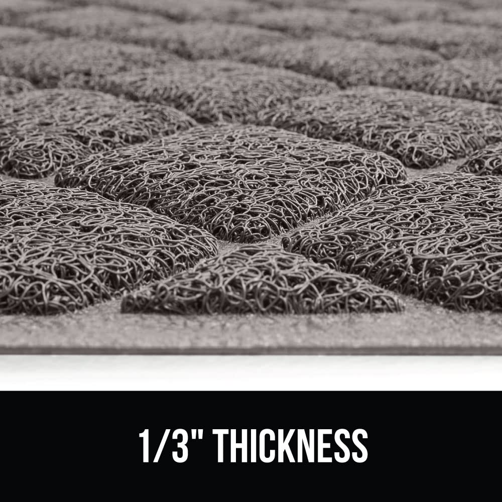 GORILLA GRIP cat litter mat in-use shows reduced scatter around the box.