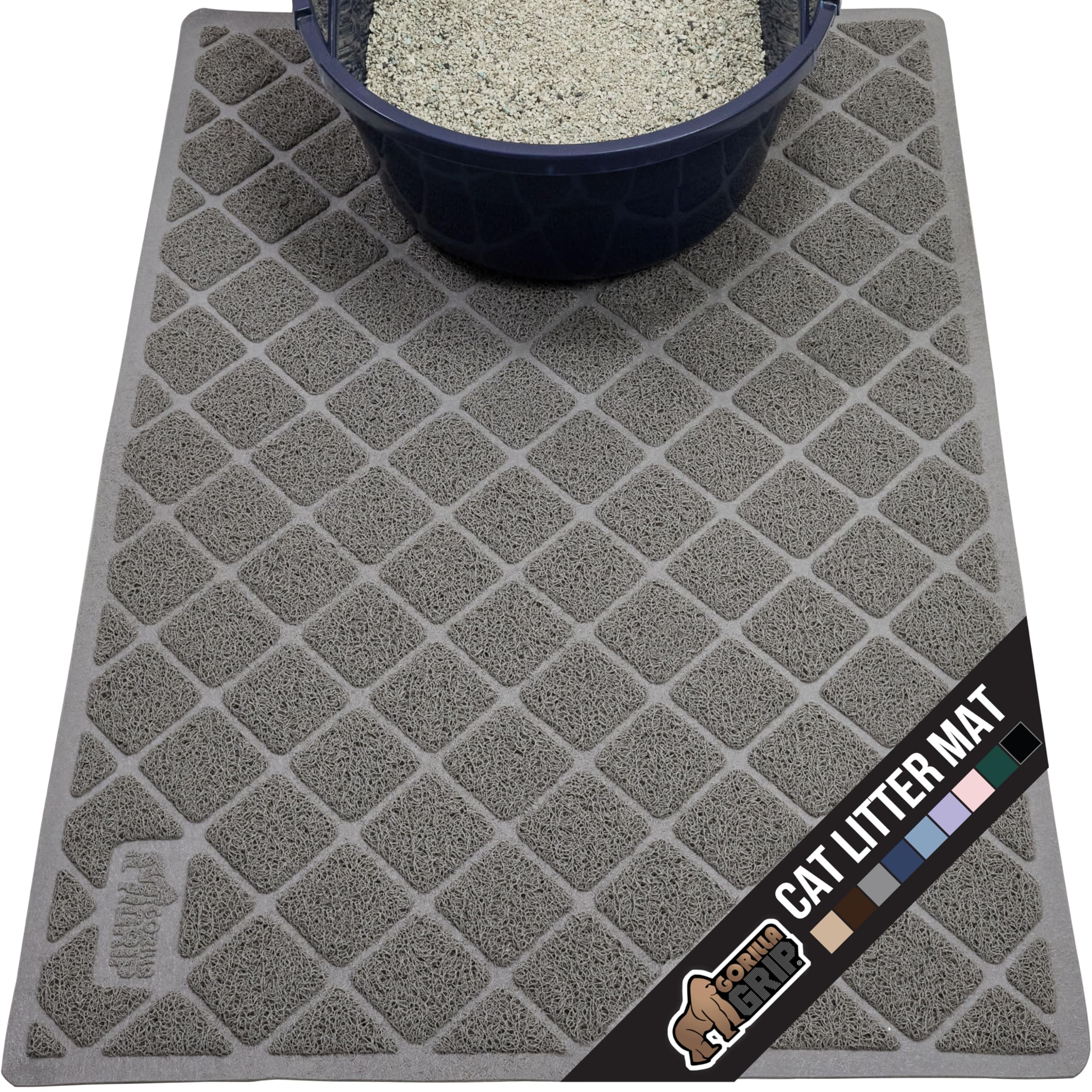 GORILLA GRIP cat litter mat top view shows litter capture for cleaner floors.
