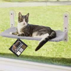 GORILLA GRIP cat window perch with six suction cups for secure window mounting.