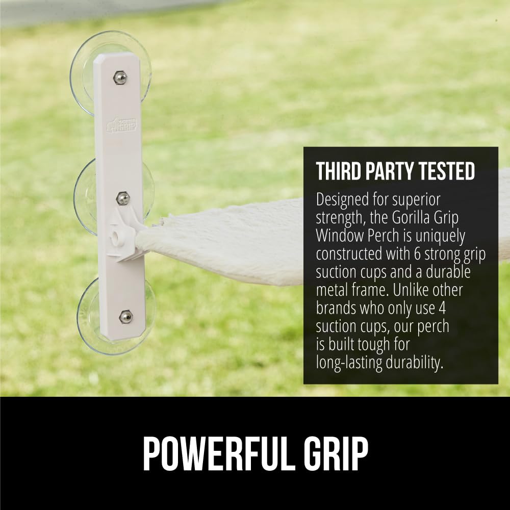 GORILLA GRIP Cat Window Perch sturdy metal frame supports up to 30 pounds.