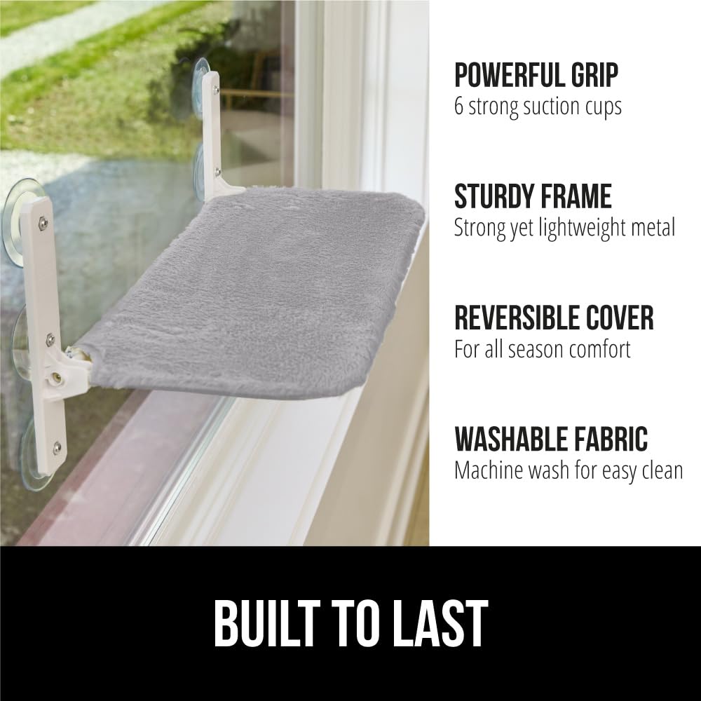 GORILLA GRIP cat window perch metal frame supports up to 30 pounds.