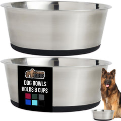 Gorilla Grip dog bowls set of 2 in stainless steel offer long-lasting durability and easy cleaning.