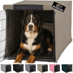 Gorilla Grip dog crate cover front view; fits 48-inch crates and boosts privacy.