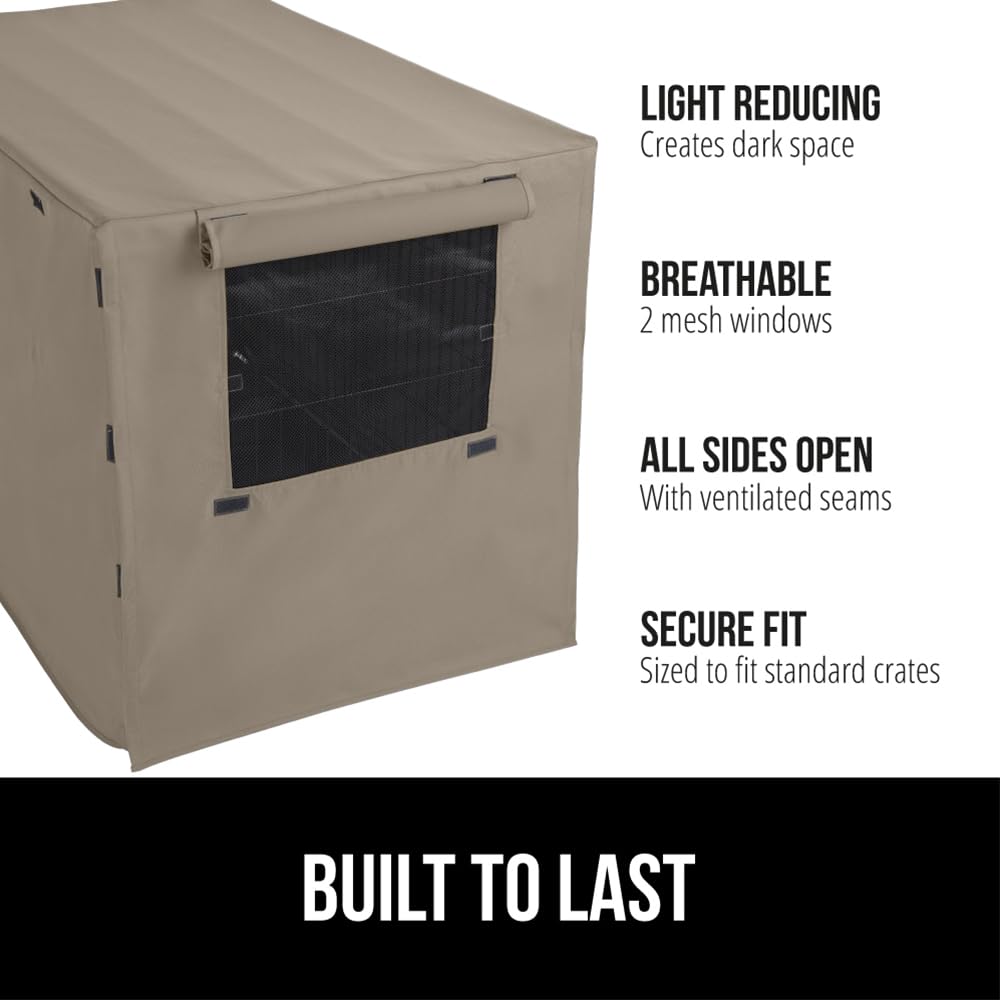 Gorilla Grip crate cover with side flaps; adaptable for multi-door crates and easy access.