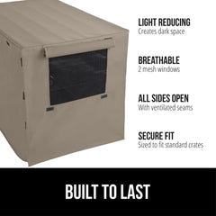 Gorilla Grip crate cover with side flaps; adaptable for multi-door crates and easy access.