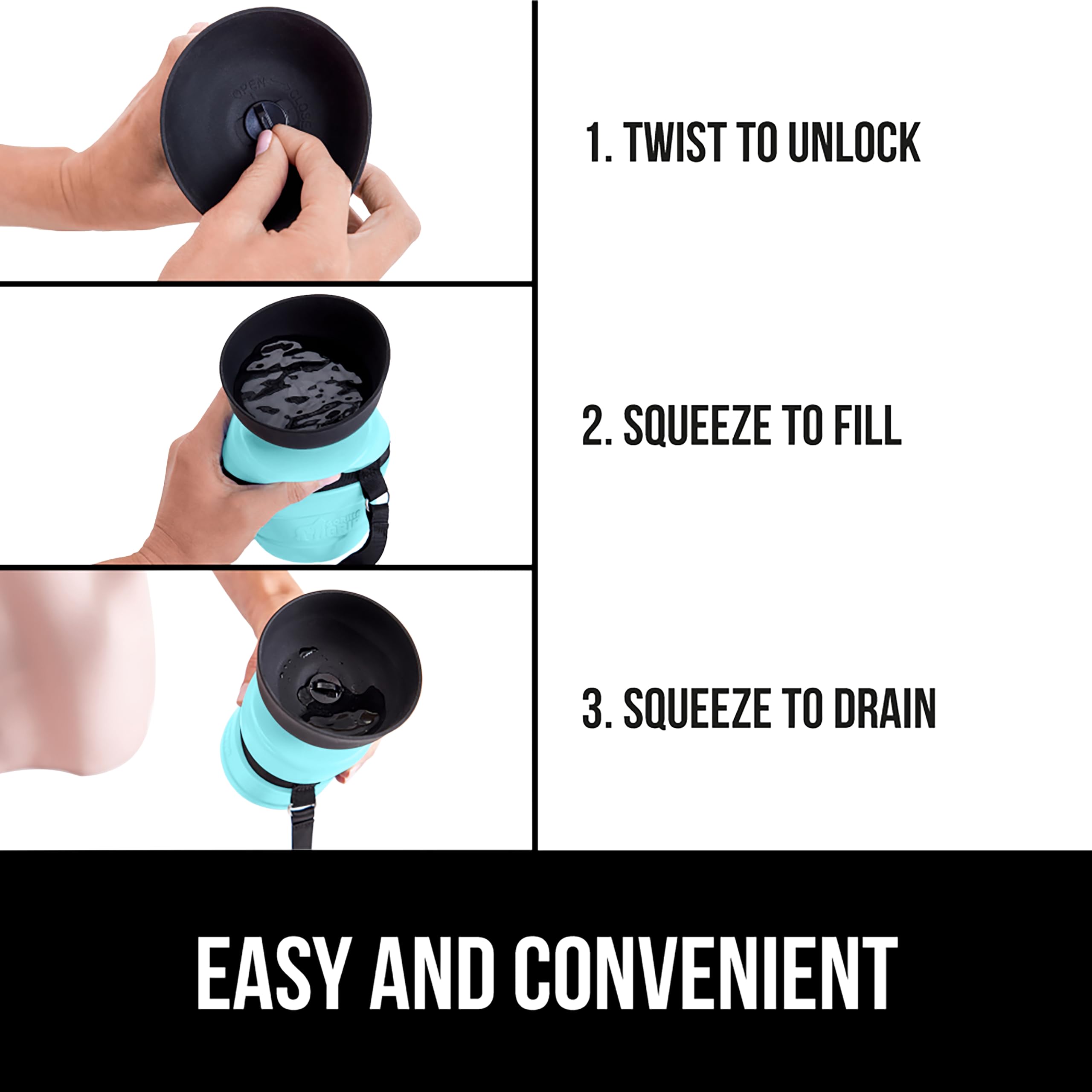 GORILLA GRIP 2-in-1 design—bottle and bowl in one for travel.