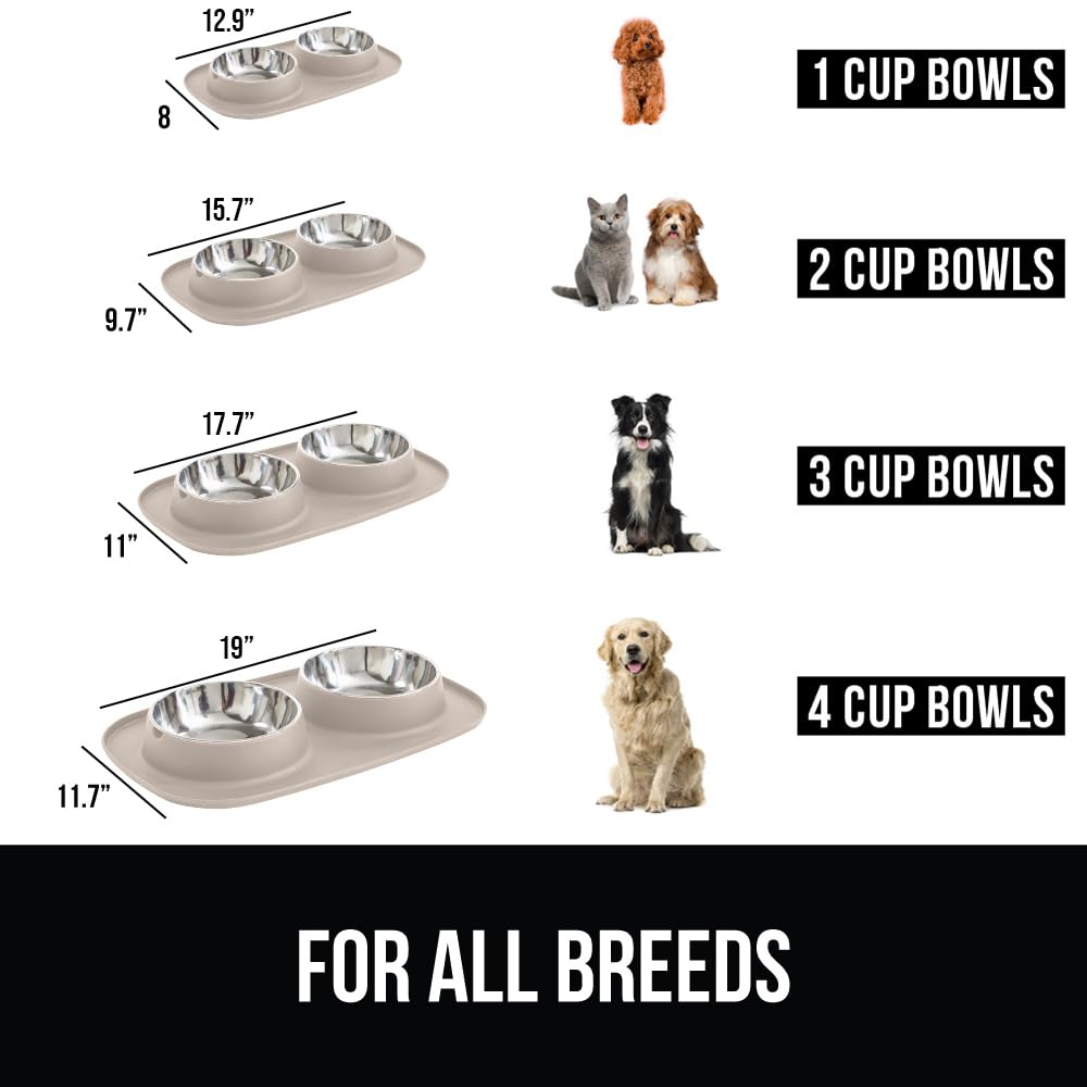 GORILLA GRIP feeding mat set 5-cup bowls illustrate versatility for medium to large pets