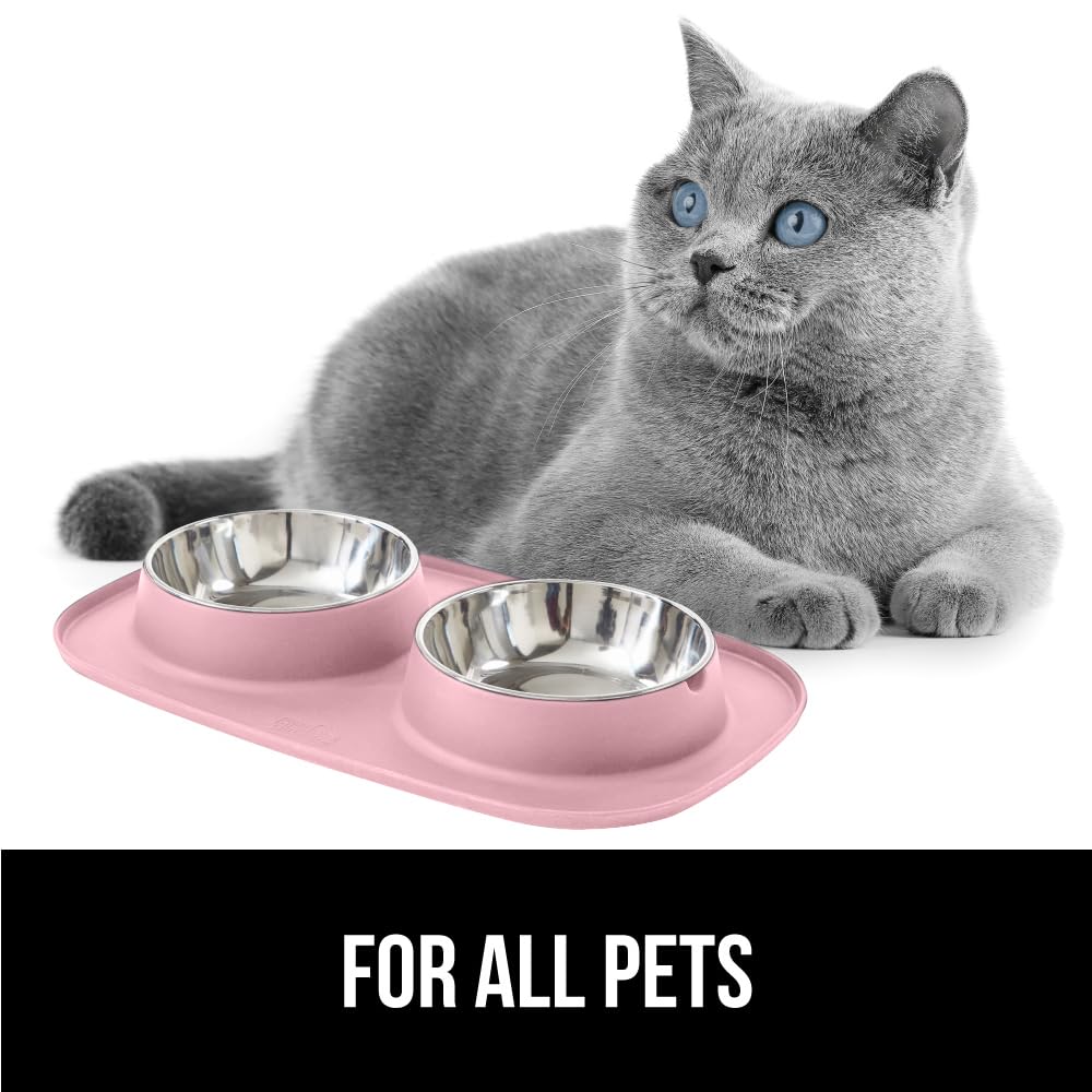 GORILLA GRIP large capacity bowls accommodate bigger meals for multi-pet households.