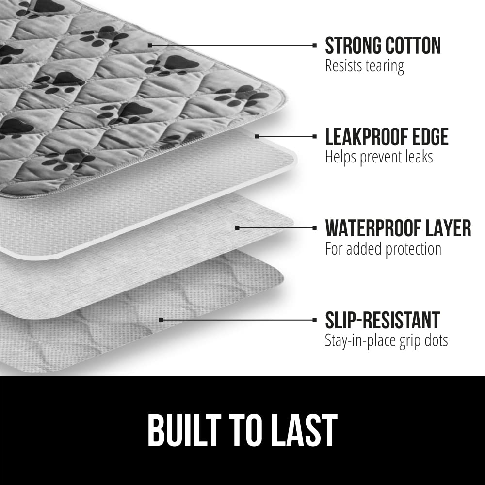 GORILLA GRIP puppy pad close-up of four-layer construction and tear resistance.