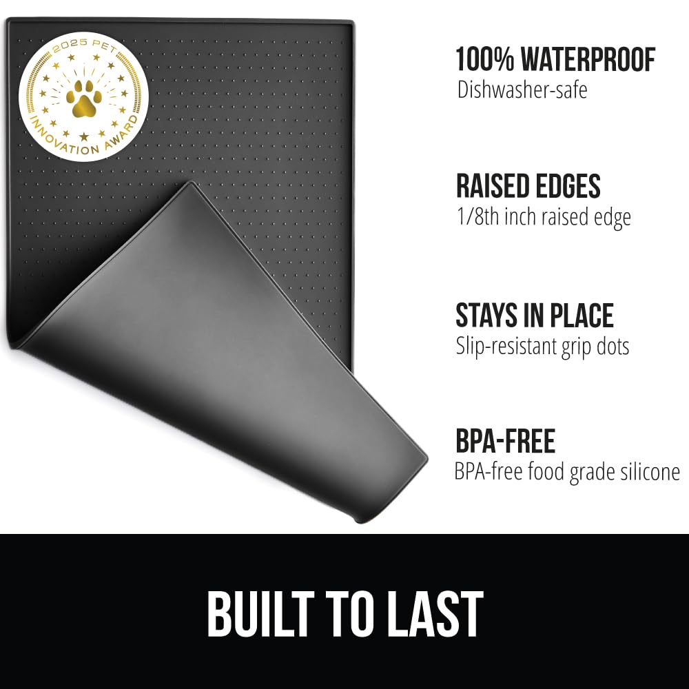 GORILLA GRIP raised-edge bowl mat prevents spills from reaching floors.