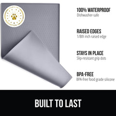Gorilla Grip raised edge mess containment mat during pet meals
