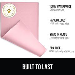 GORILLA GRIP raised-edge silicone mat demonstrates spill containment for easy cleanup.