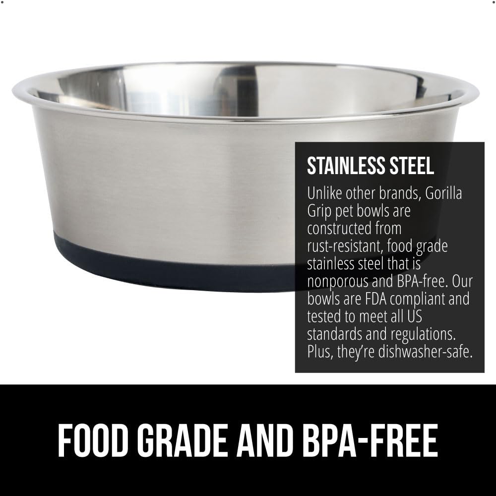 gorilla grip silicone-bottom keeps bowls steady and floors protected.