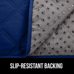 Gorilla Grip bed cover with slip-resistant silicone dots demonstrating grip stability on sofas.