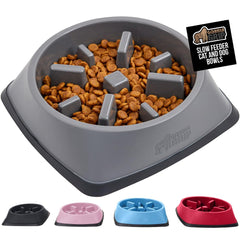 Gorilla Grip 1 cup gray slow feeder bowl with maze for paced meals