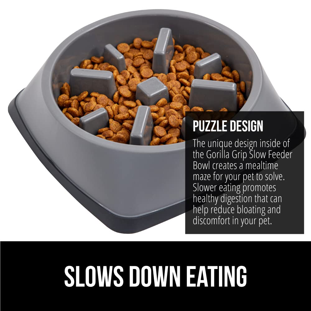 Gorilla Grip bowl with non slip bottom stabilizes during feeding