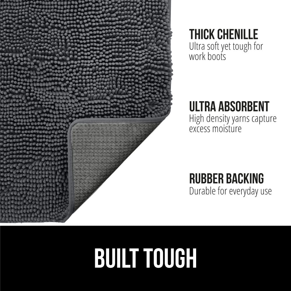 GORILLA GRIP SoakStopper grippy rubber backing helps prevent mat sliding.