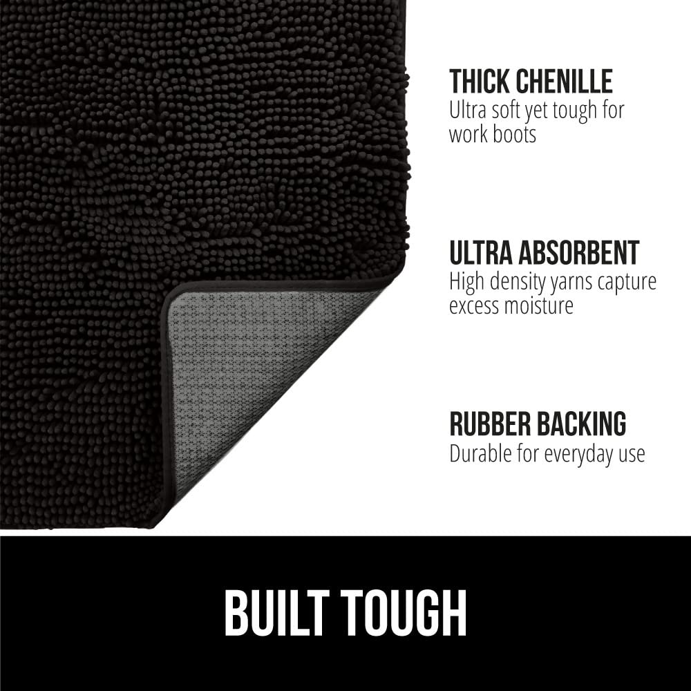 GORILLA GRIP SoakStopper grippy rubber underside helps prevent shifting on busy entryways.