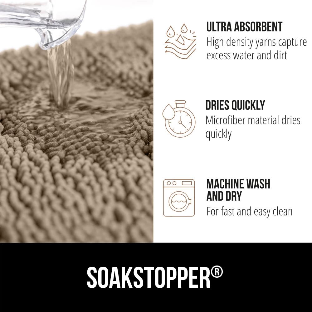 Gorilla Grip SoakStopper grippy rubber underside prevents slipping in busy hallways.