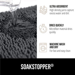 GORILLA GRIP SoakStopper soft chenille microfiber feels plush underfoot.