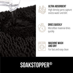 GORILLA GRIP SoakStopper plush chenille dries quickly underfoot.