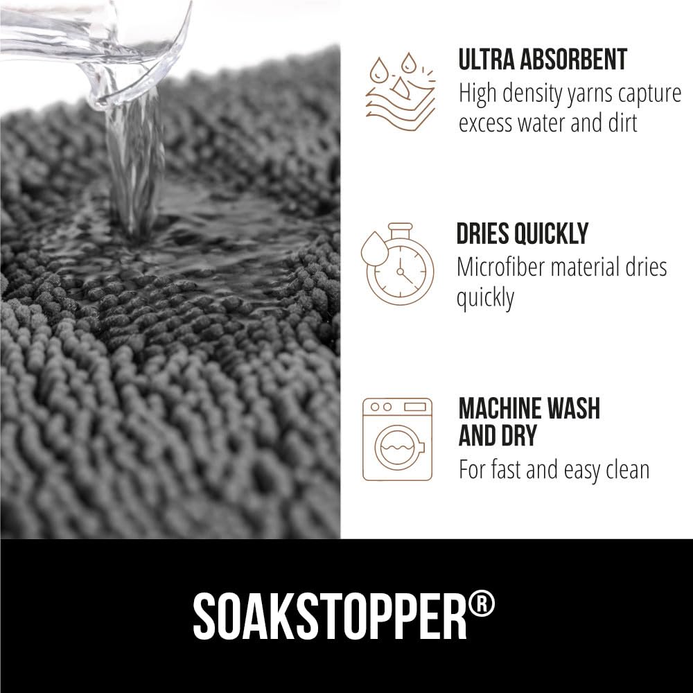 Gorilla Grip SoakStopper soft chenille microfiber dries quickly underfoot