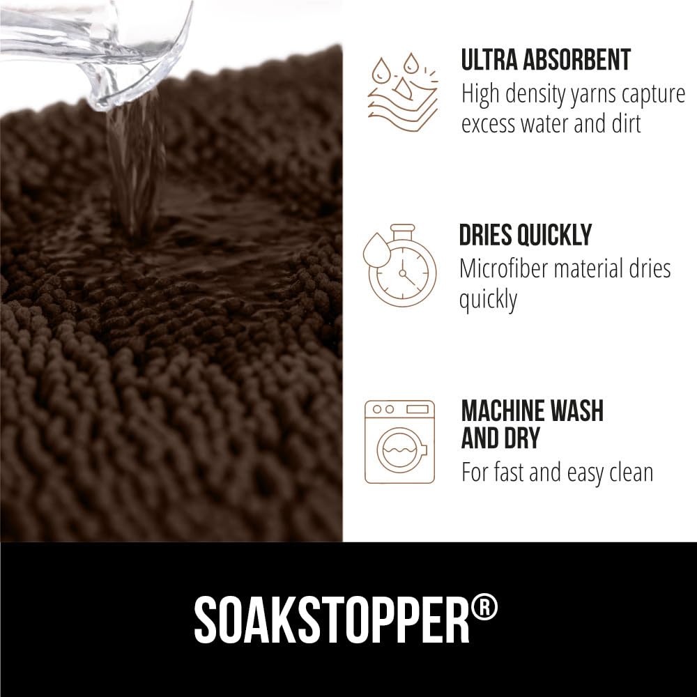 GORILLA GRIP SOAKSTOPPER soft chenille microfiber dries quickly for busy homes