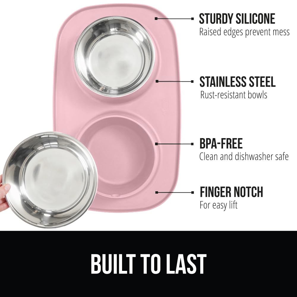 GORILLA GRIP stainless steel bowls withstand daily feeding for cats and dogs.