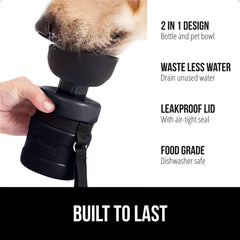 GORILLA GRIP built-in travel bowl in the bottle for quick hydration stops