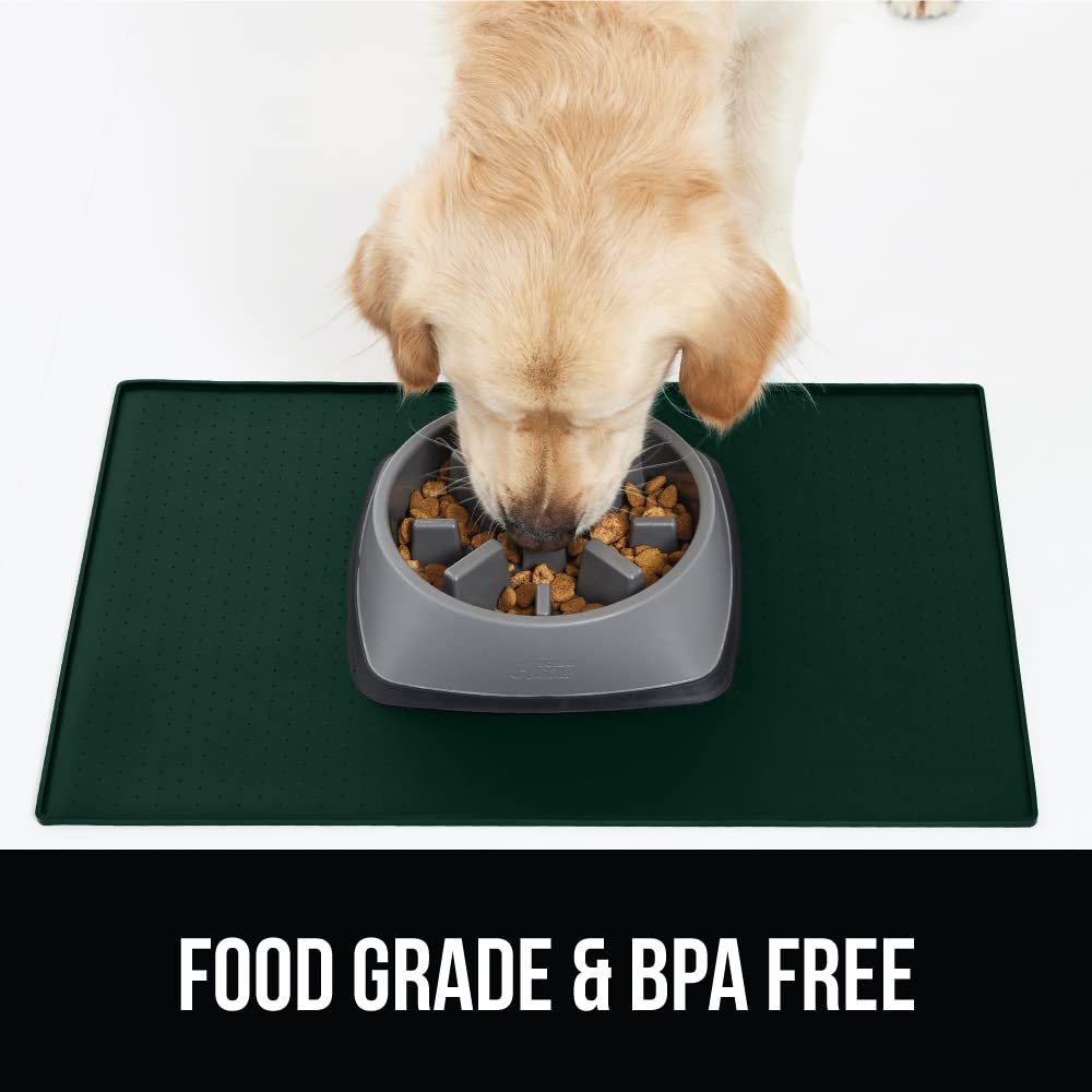 GORILLA GRIP under-auto-feeder mat simplifies pet feeding area maintenance.