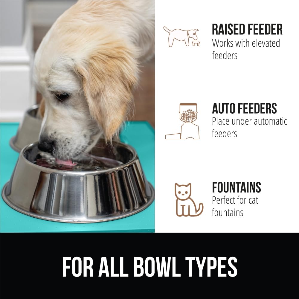 Gorilla Grip versatile mat fits under cat fountains and auto feeders.