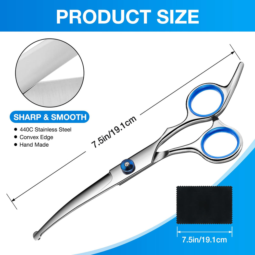 GORITZ curved blades grooming scissors in premium stainless steel for precise cuts