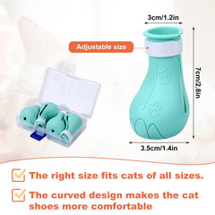 Gosknor silicone cat feet covers blue on paw, soft material eases grooming.