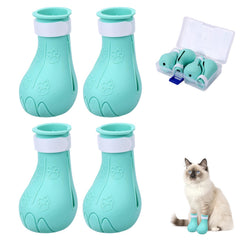 Gosknor silicone cat feet covers blue packaging view, protecting paws during grooming.