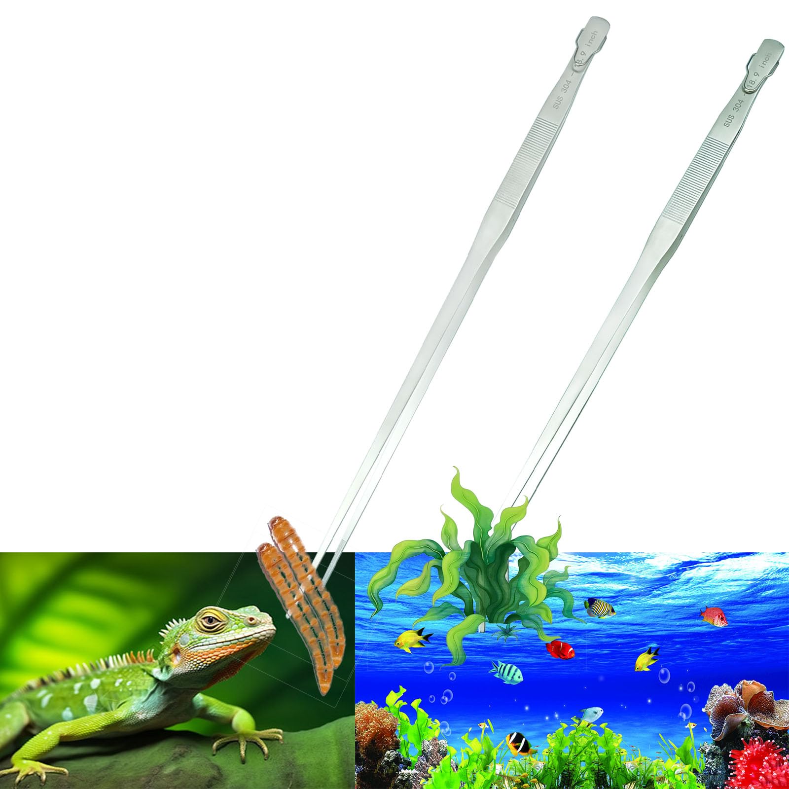 Gostur aquarium tweezers with 18.9-inch curved tip for precise plant placement.