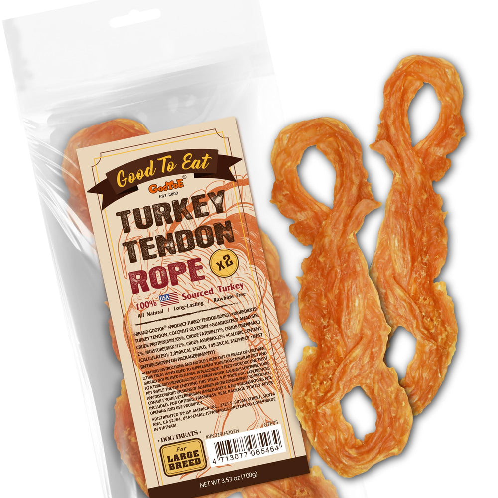 Gootoe Turkey Tendon dog treat pack for long-lasting chewing sessions.