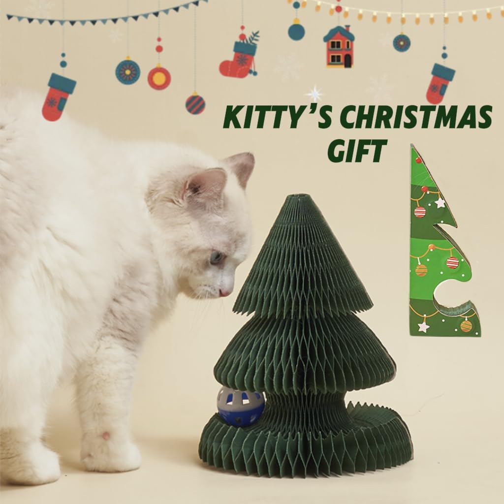 Gouenl Christmas Modern Cat Scratcher reversible surface enables extended play when one side wears.