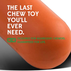 Goughnuts heavy-duty dog toy orange close-up rubber shows durable material for tough chewers.