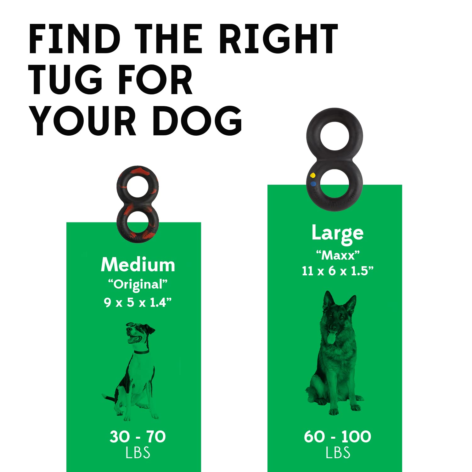 Goughnuts medium-breed size tug toy with 1.4-inch cross section for safe supervised play.