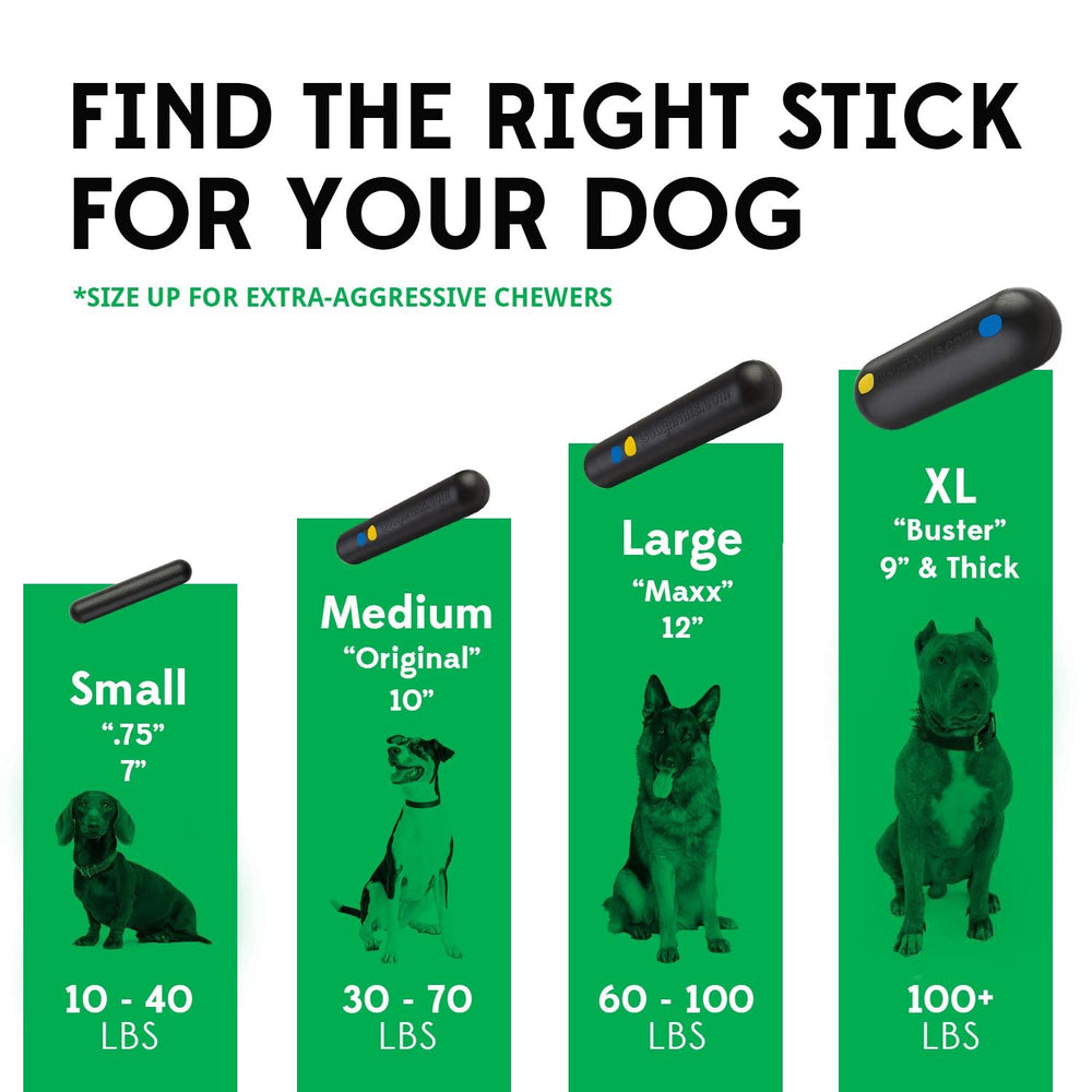 Goughnuts stick toy 1.75 inch orange diameter highlights size-for-medium dogs.